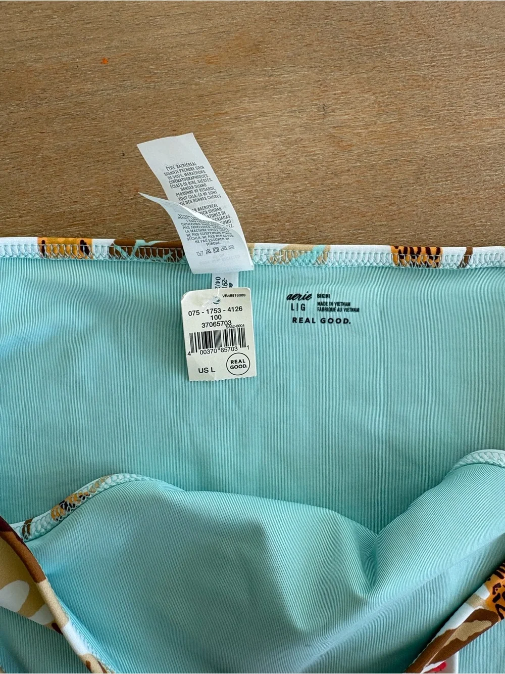 aerie Floral Shell Print Bikini Bottoms in Mint, Coral, Brown